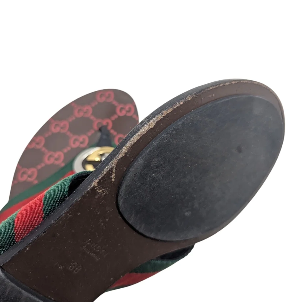 Gucci Kika Interlocking GG Red Green Thong Flip Flop Sandal Size EU 38 - Picture 9 of 16